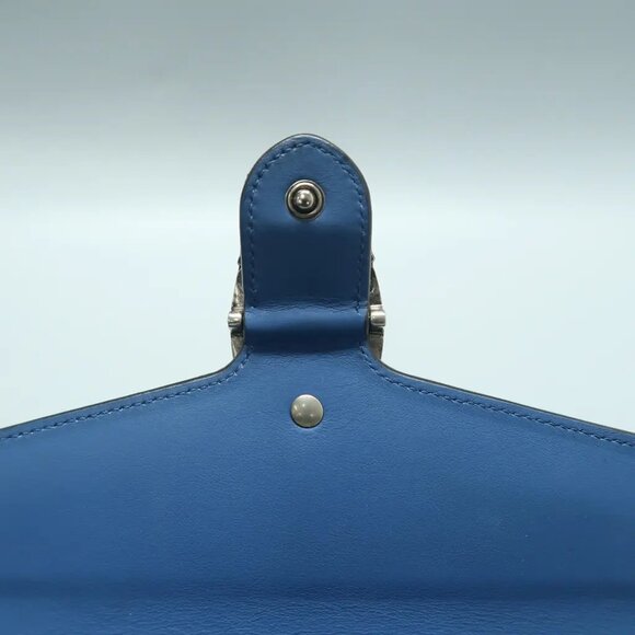 100% Auth GUCCI Dionysus Chain Wallet Blue Blooms Canvas Shoulder Bag 922-121324 - Picture 11 of 12